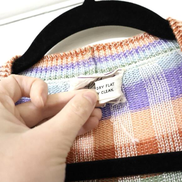 Vintage Macy's Striped Ribbed Pastel Knit Cardigan Sweater XS True Vintage 60s - Picture 9 of 10